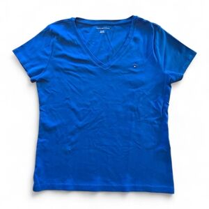 Tommy Hilfiger Women's XL Bright Blue V-Neck Tee